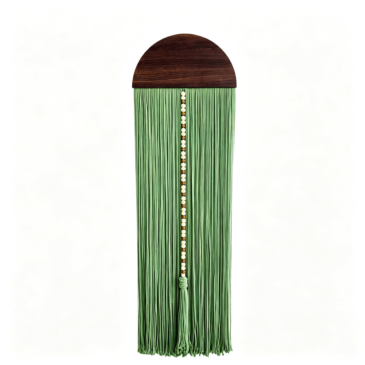 JXG Handwoven Macrame Wall Hanging Half‑Round Wood Board Tassel Tapestry Boho Wall Decor for Living Room Bedroom Cafe