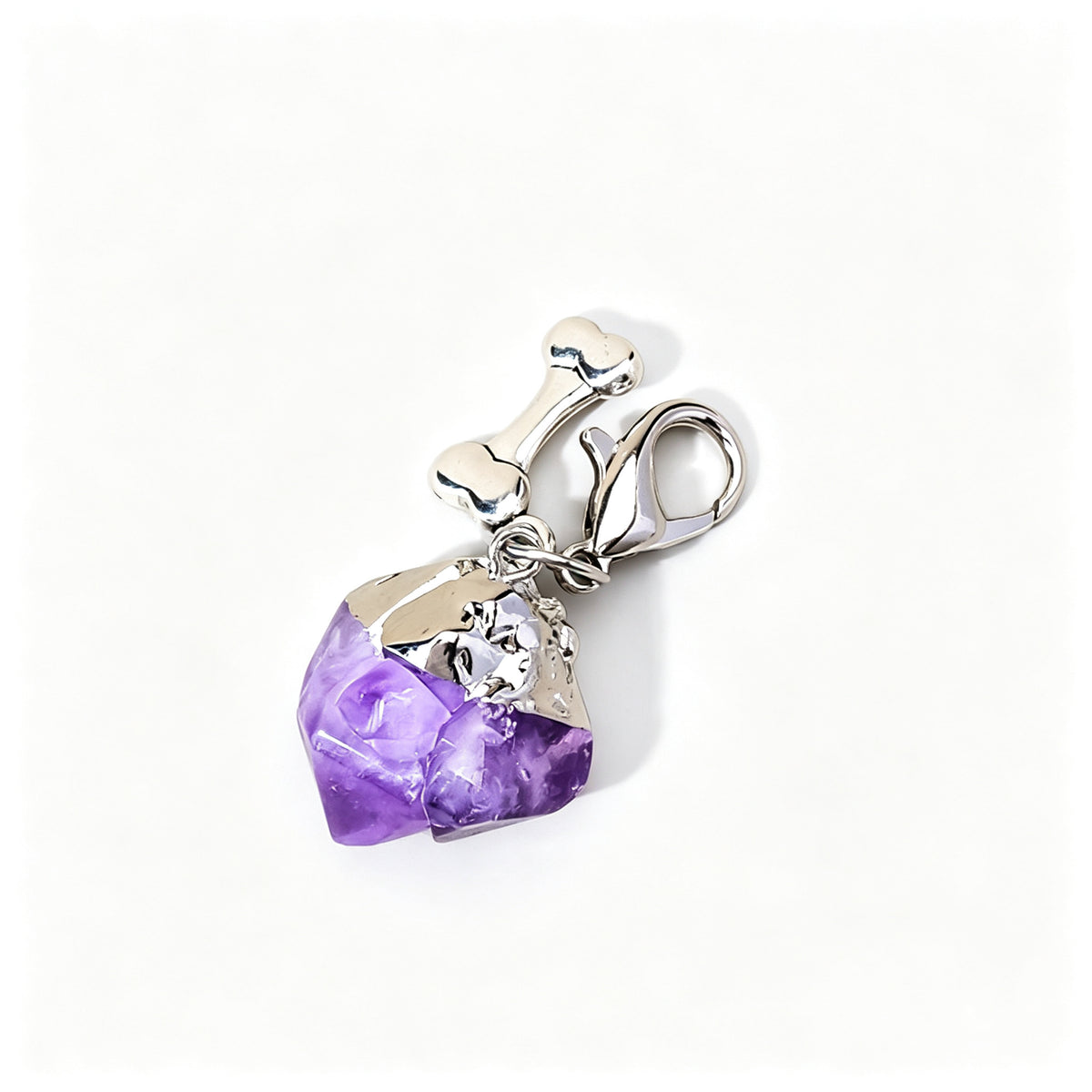 RYS Natural Amethyst Pet Pendant, DIY Crystal Keychain Bag Charm for Pets