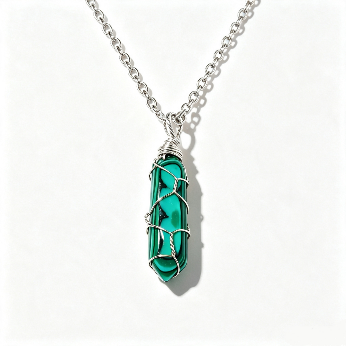 RYS Natural Hand Wire Wrapped Crystal Point Pendant Necklace, Minimalist Daily Jewelry Gift