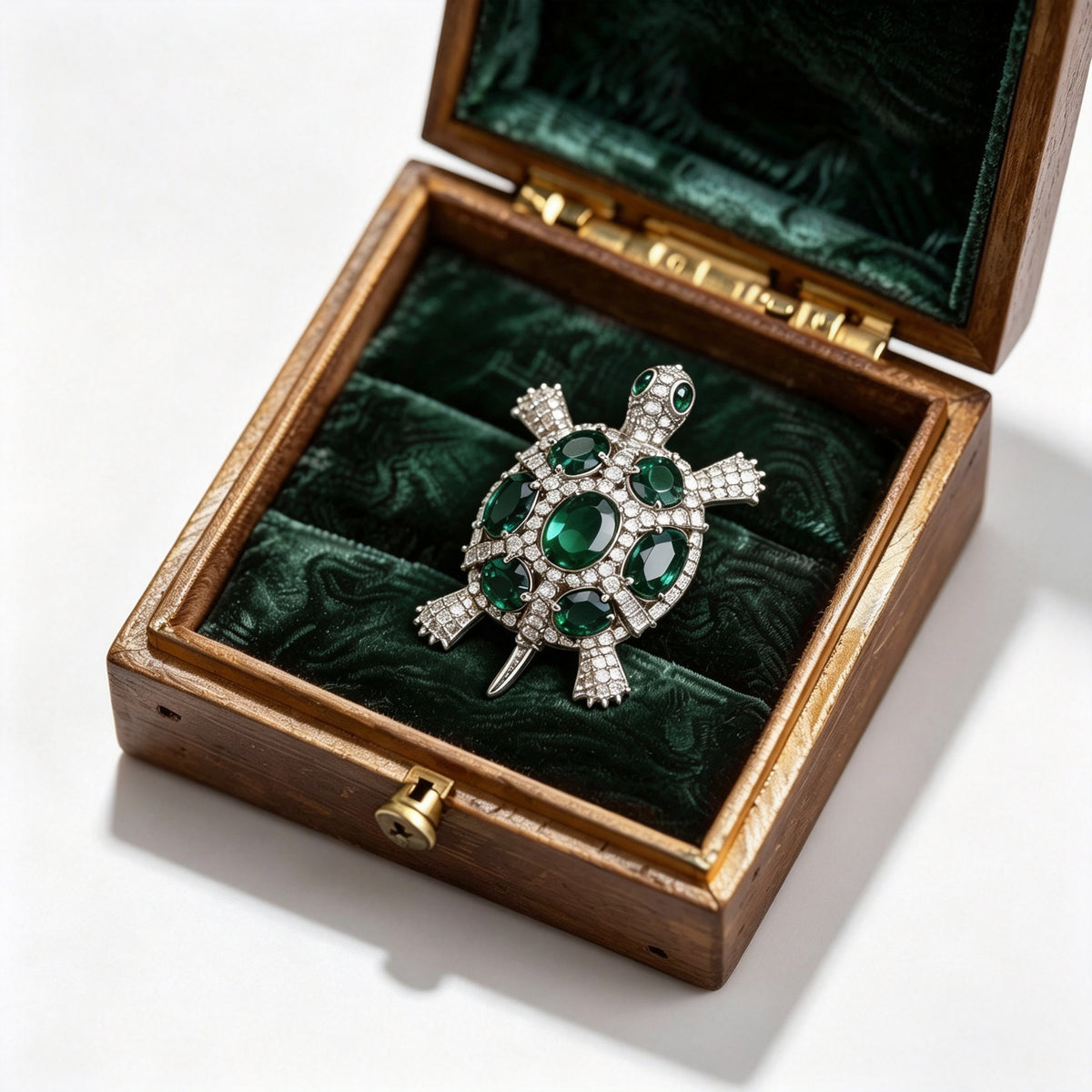 QZY Turtle Animal Brooch Copper Zircon Real Gold Plated Gift Box Packed Lapel Pin