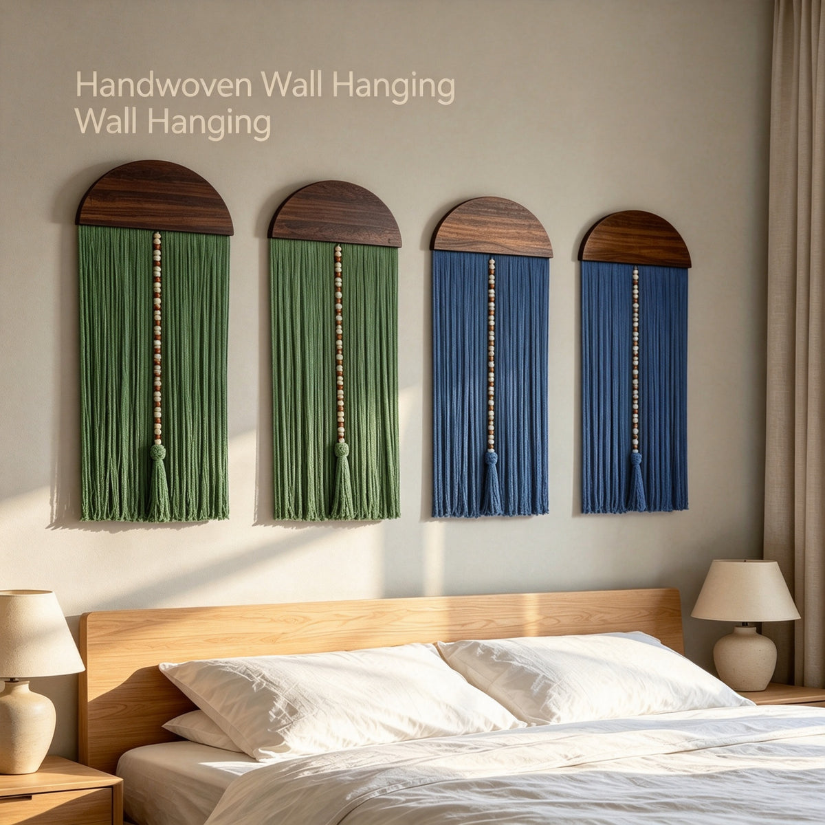JXG Handwoven Macrame Wall Hanging Half‑Round Wood Board Tassel Tapestry Boho Wall Decor for Living Room Bedroom Cafe