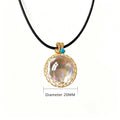 RYS Natural Azeztulite Rainbow Crystal Ball Pendant Necklace with Leather Cord