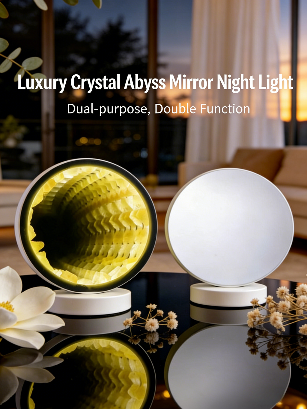 RYS Crystal Abyss Mirror Night Light | 2-in-1 Makeup Mirror & Ambient Lamp