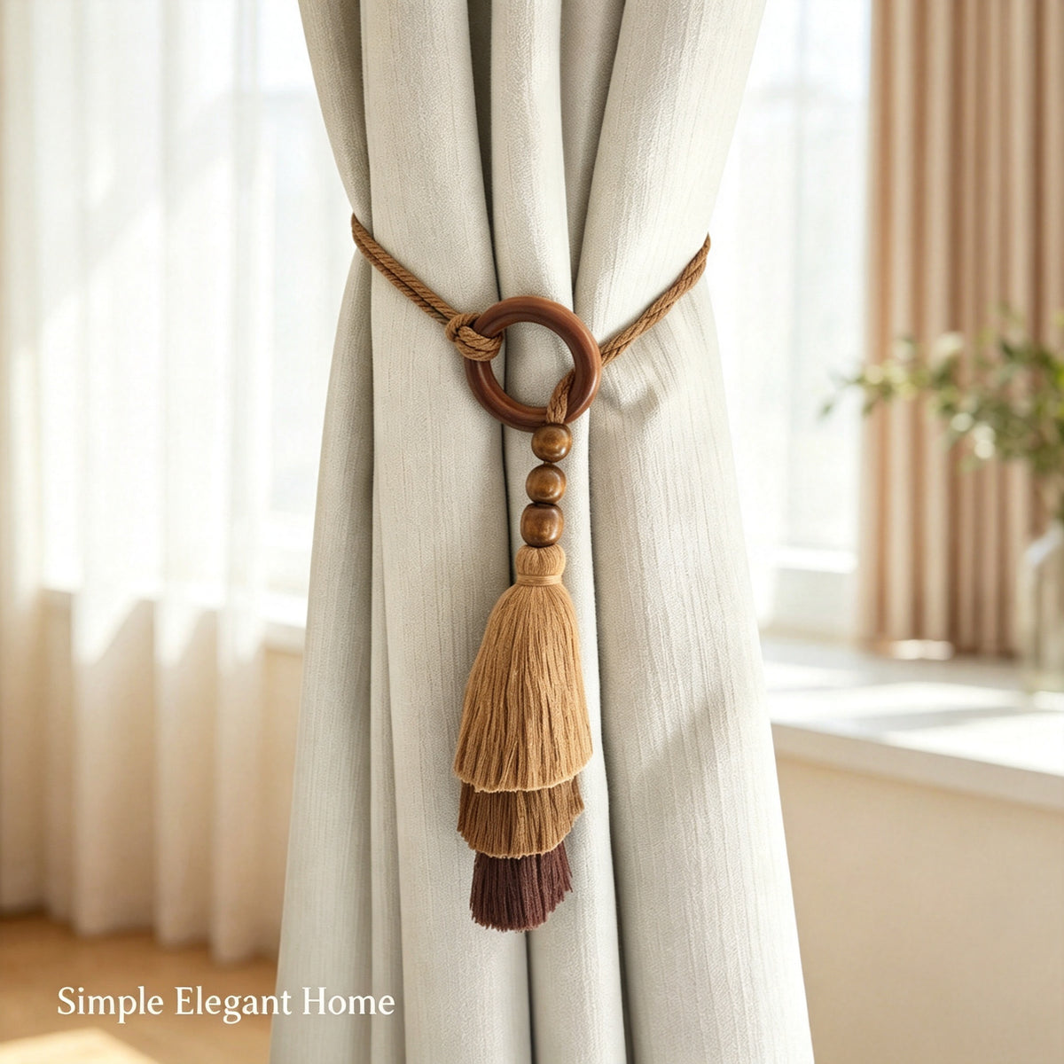 JXG Handwoven Cotton Curtain Tieback Set of 2