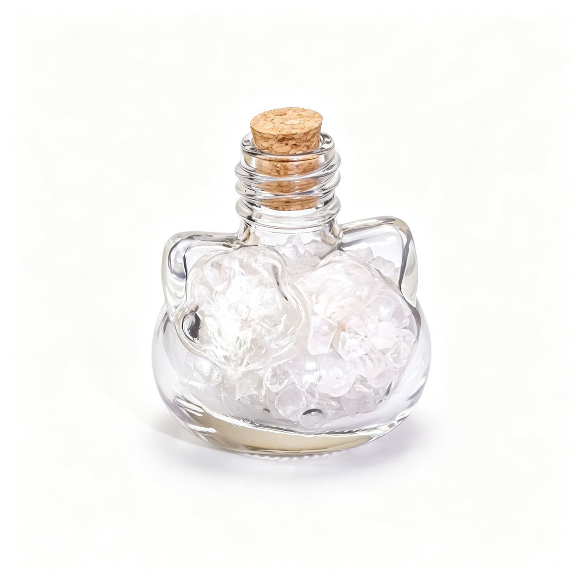 RYS Natural Crystal Chips Wish Bottle Cat Skull Shaped Glass Cork Bottle Halloween Home Decor Gift