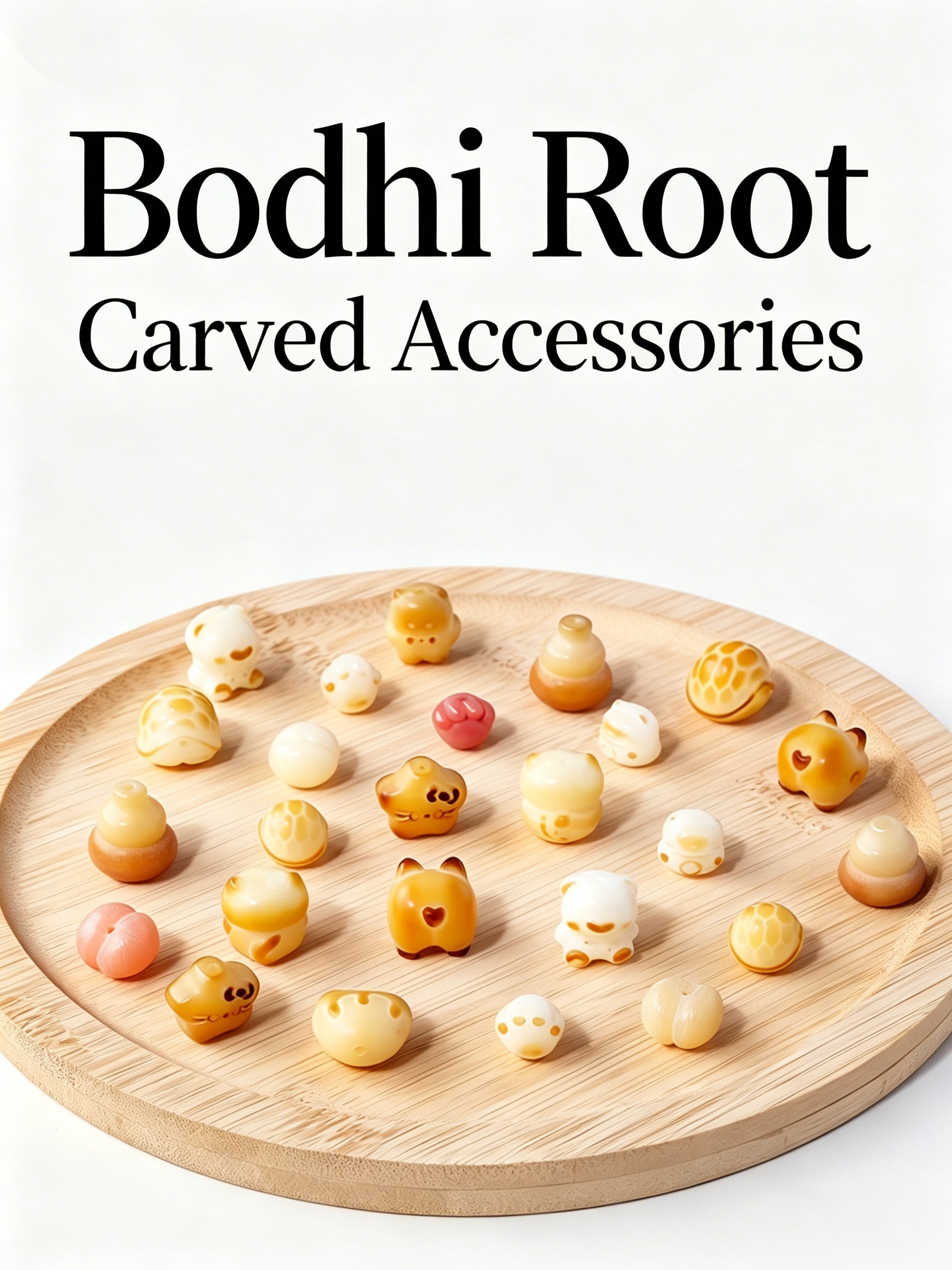 RYS Natural Carved White Bodhi Root Beads, DIY Bracelet Spacer Charms, Handmade Jewelry Making Loose Beads