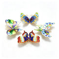 JCJ Vintage Chinese Cloisonne‑Enamel Butterfly Fridge Magnet Set of 4, Copper‑Base Hand‑Crafted Art Ornament, Collectible Cultural Business Gift