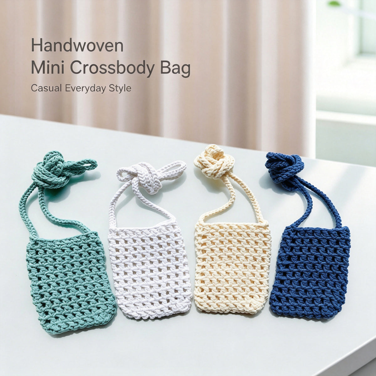 JXG Handwoven Cotton Rope Mini Crossbody Phone Bag