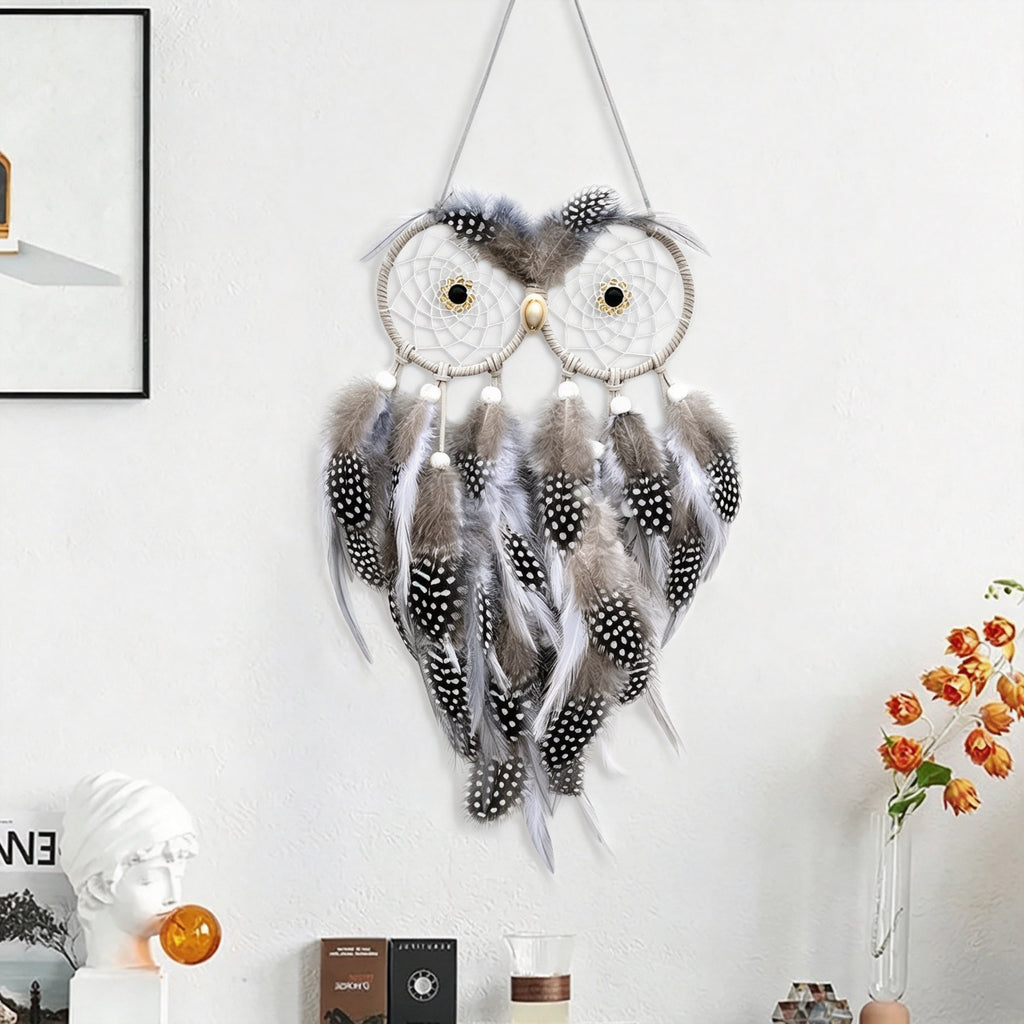 MGY Owl Wisdom Bird Dreamcatcher, Hand‑Woven European Style Home Wall Hanging Decor