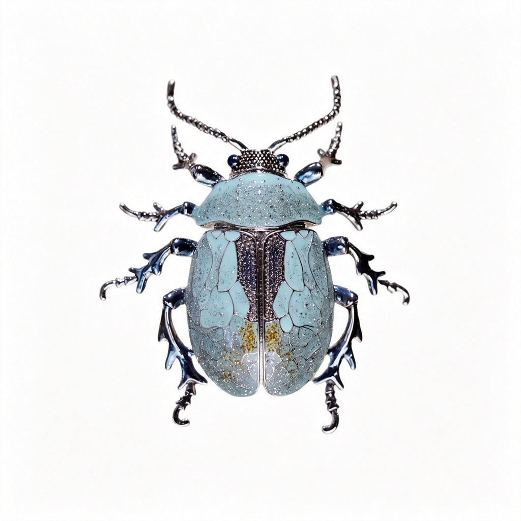 QZY Original Design Beetle Brooch Copper Hand Painted Enamel Dual‑use Lapel Pin