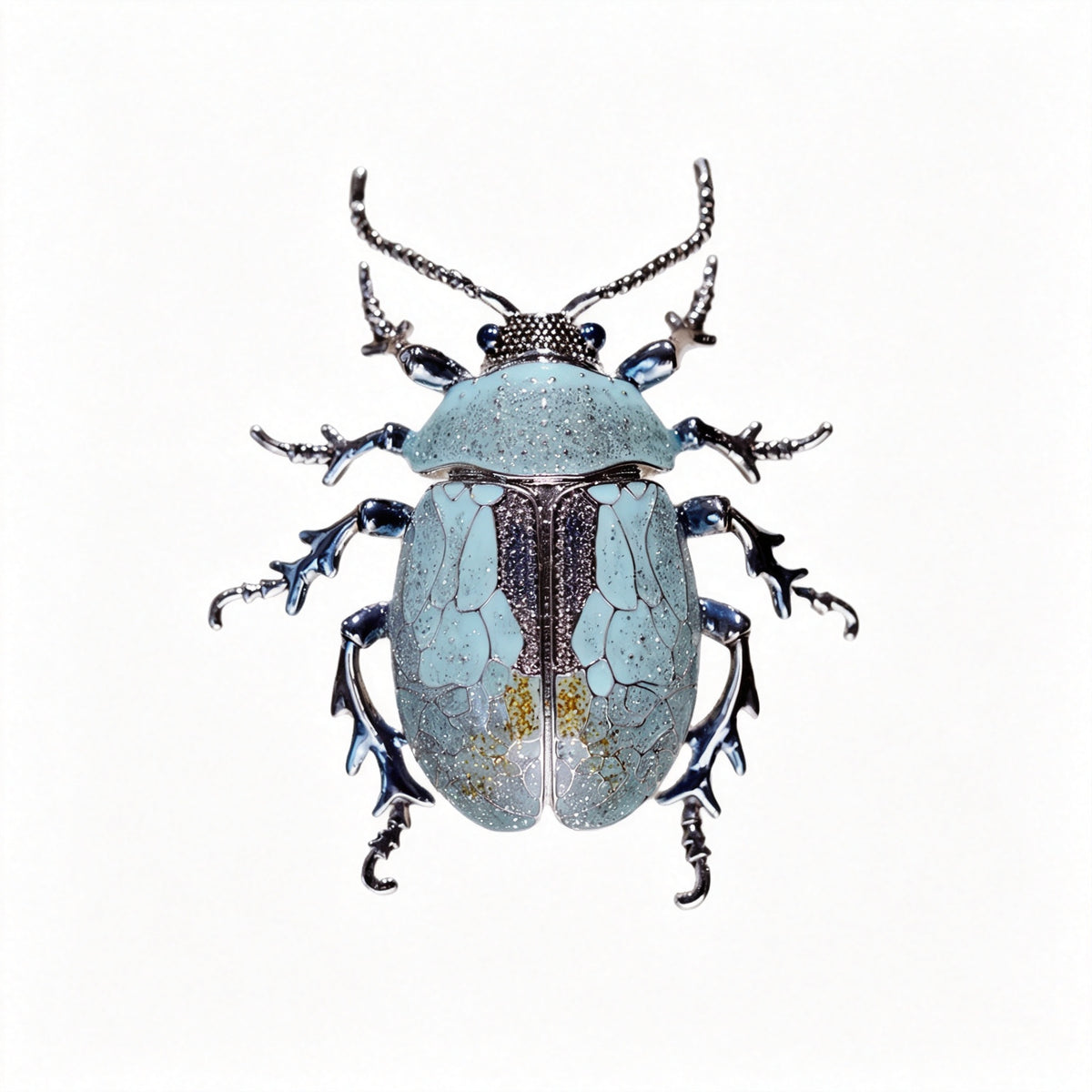 QZY Original Design Beetle Brooch Copper Hand Painted Enamel Dual‑use Lapel Pin