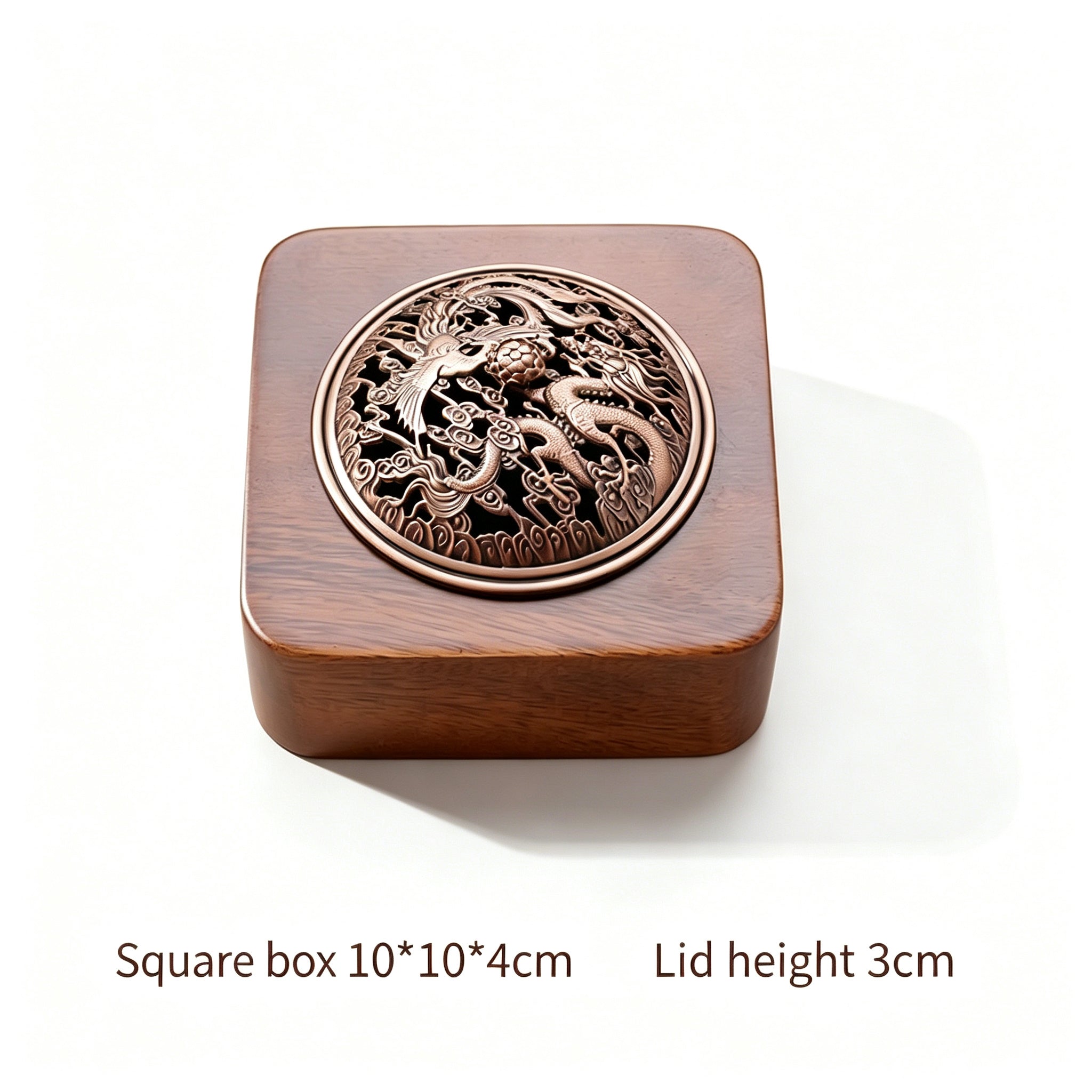 RYS Premium South American Walnut Incense Burner - Square Zen Censer for Crystal Cleansing & Home Aromatherapy