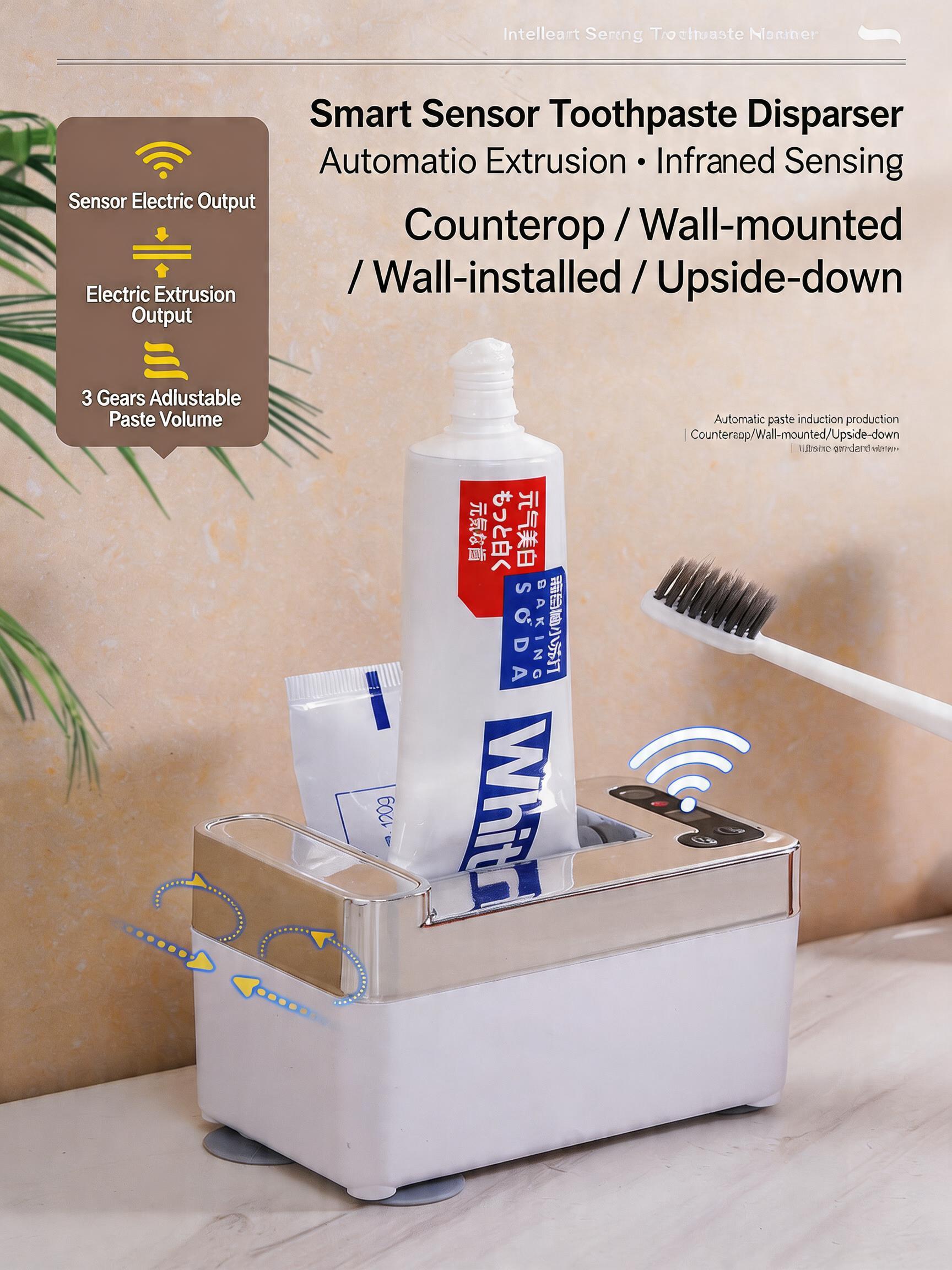 EST Automatic Sensor Toothpaste Dispenser, Rechargeable/Battery Operated Electric Squeezer for Bathroom
