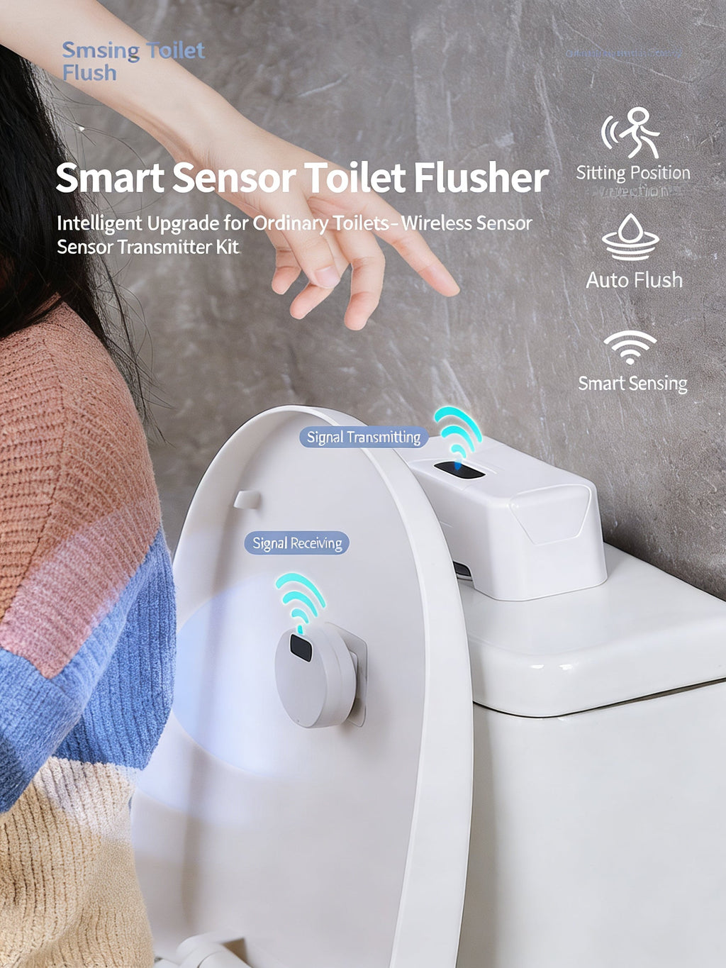 EST Rechargeable Infrared Motion Sensor Toilet Flush Kit | Automatic Hands-Free Toilet Flusher