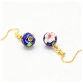 JCJ Handmade Cloisonne Enamel 10mm Round Bead Drop Earrings Traditional Chinese Jewelry