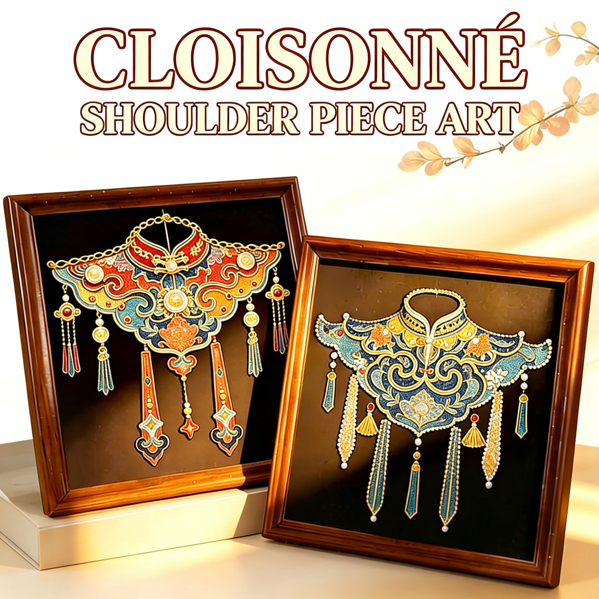 PXWG Chinese Cloud Shoulder Cloisonne DIY Craft Kit Non‑Heritage Enamel Wire Painting Handmade Cultural Activity Gift Home Wall Decor Ornament