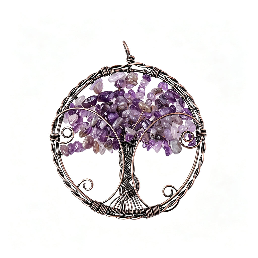 RYS Natural Crystal Chips Tree of Life Pendant Car Hanging