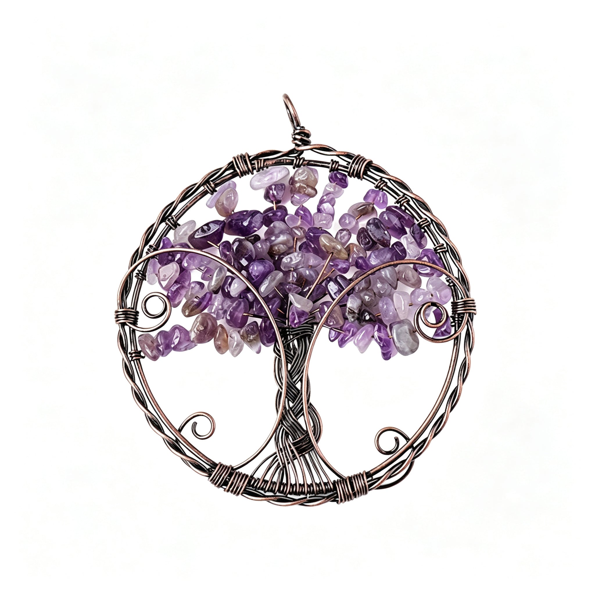 RYS Natural Crystal Chips Tree of Life Pendant Car Hanging