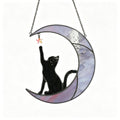 YAP Cat Moon Stained‑Glass Suncatcher Hanging Ornament, Window Wall Home Decor Gift