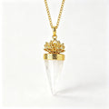 RYS Natural Crystal Golden Cone Pendulum Pendant with Chain
