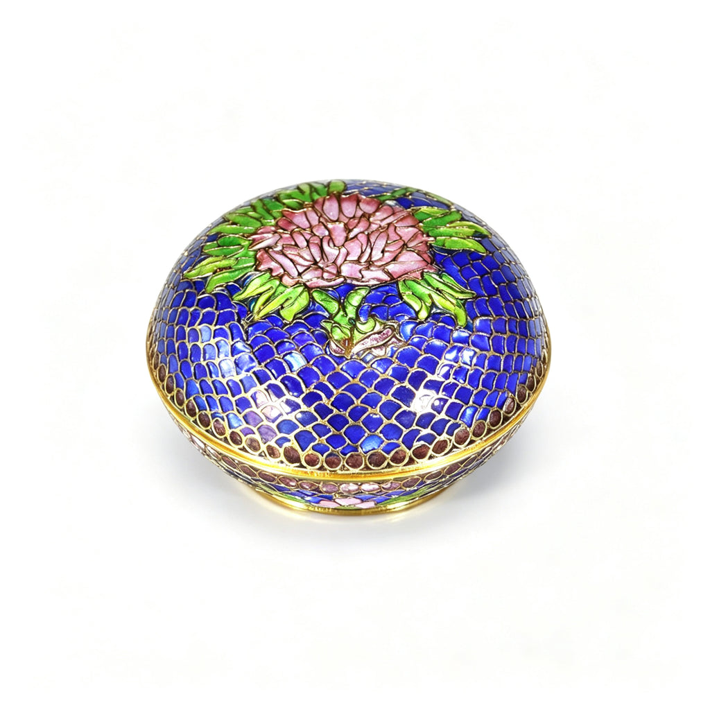 JCJ Traditional Chinese Transparent‑Blue Cloisonne Trinket Box, Hand‑made Body‑removed Enamel Jewelry Casket, Collectible Art Gift