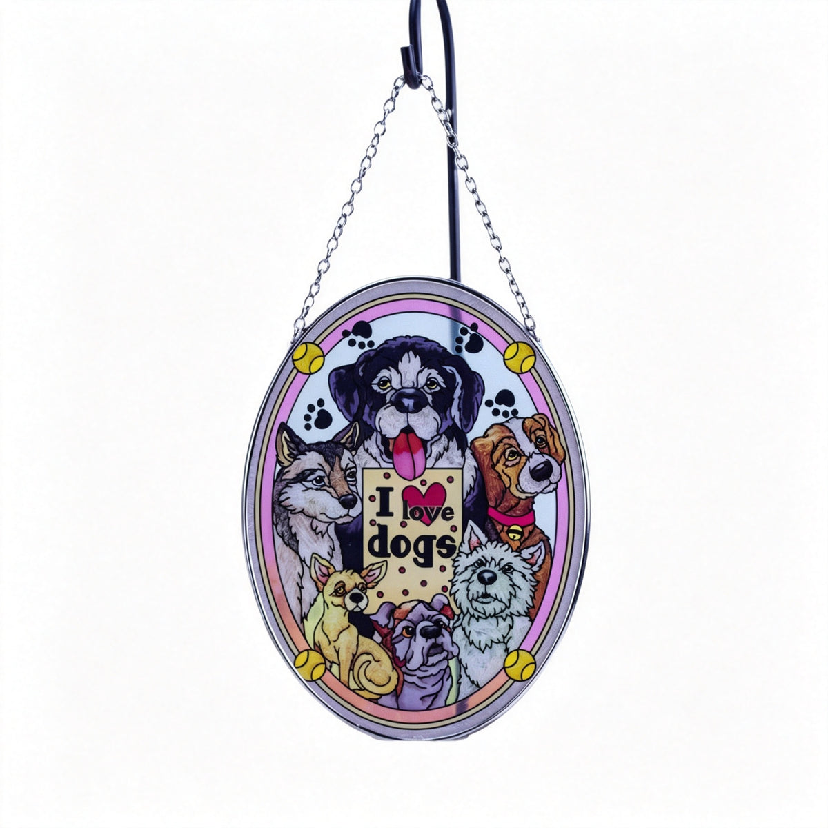 YAP Dog Themed Stained‑Glass Suncatcher Hanging Ornament, Window Wall Home Decor Housewarming Gift