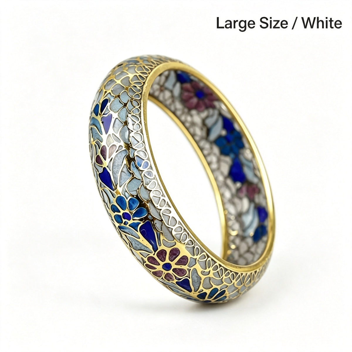 JCJ Vintage Beijing Hollow Cloisonne Bangle, Intricate Handmade Filigree Enamel Collectible Bracelet for Premium Gifting
