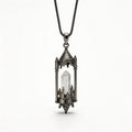 RYS Fantasy Castle Natural Crystal Point Pendant | Multi-Metal (Titanium/Silver/Gold) Options, Includes Chain