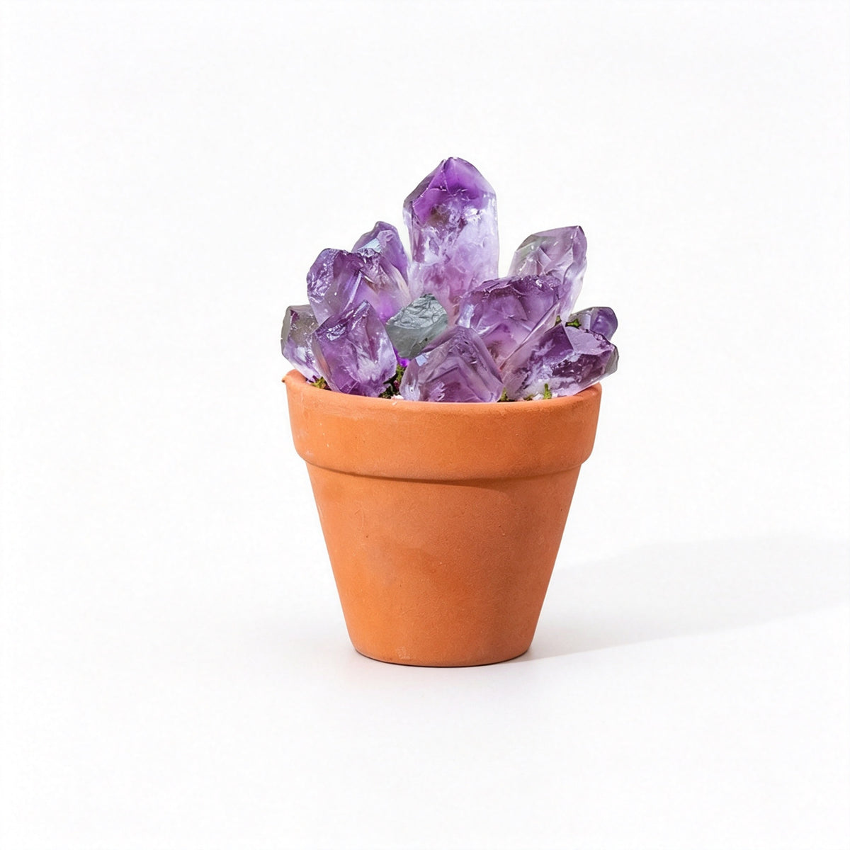 RYS Natural Crystal Raw Ore Ceramic Pot Bonsai, Gemstone DIY Potted Ornament, Home Desktop & Car Decor