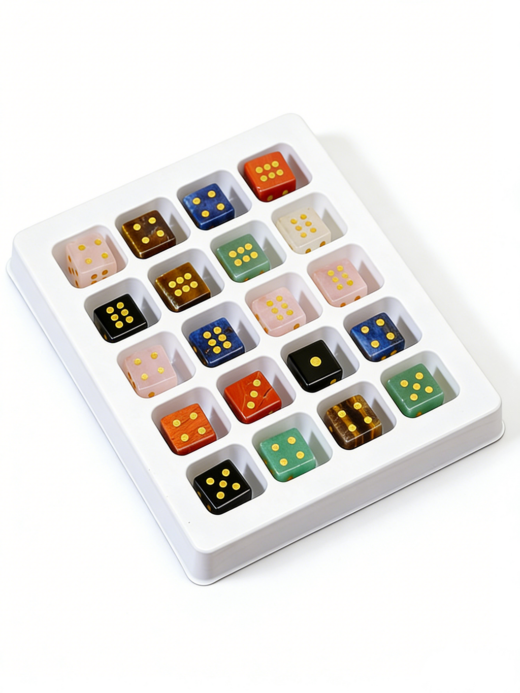 Runyangshi Natural Crystal Dice - Hand-Carved 12g Gemstone Dice for Tabletop Games, Divination & Gifts