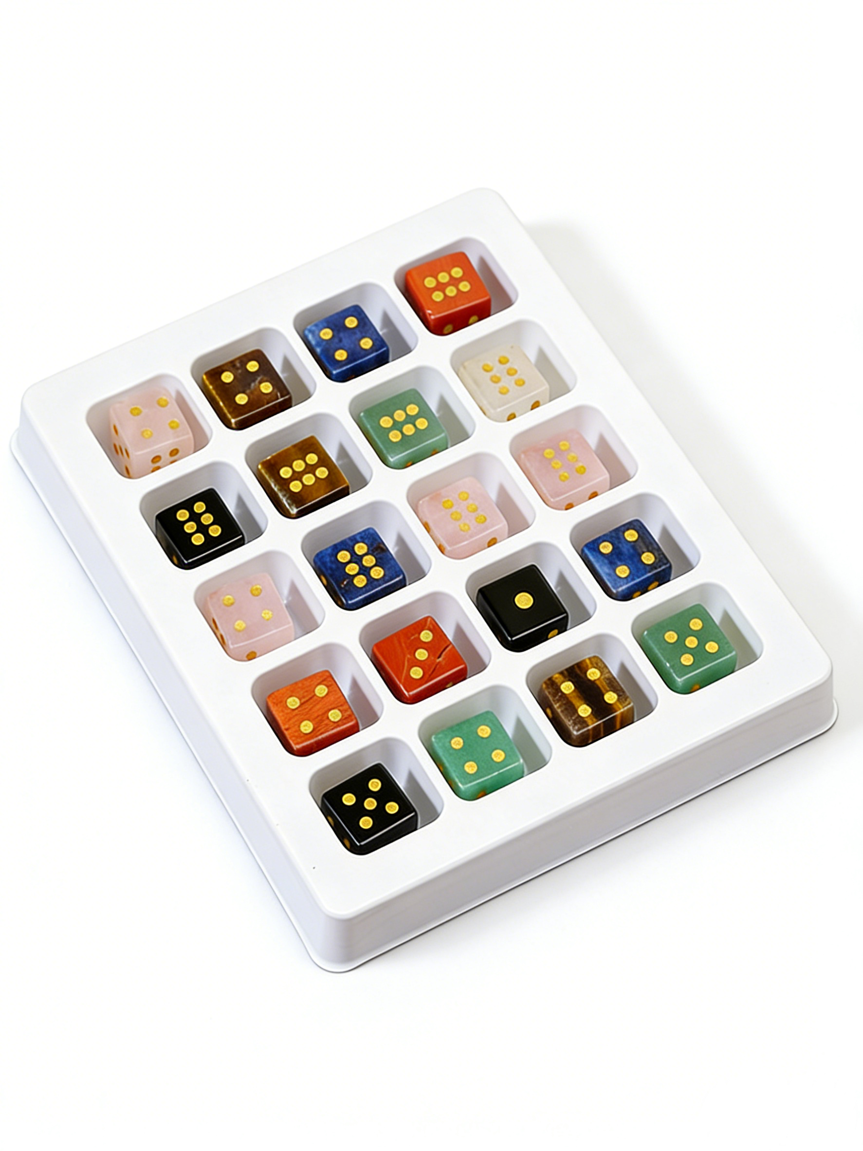 Runyangshi Natural Crystal Dice - Hand-Carved 12g Gemstone Dice for Tabletop Games, Divination & Gifts