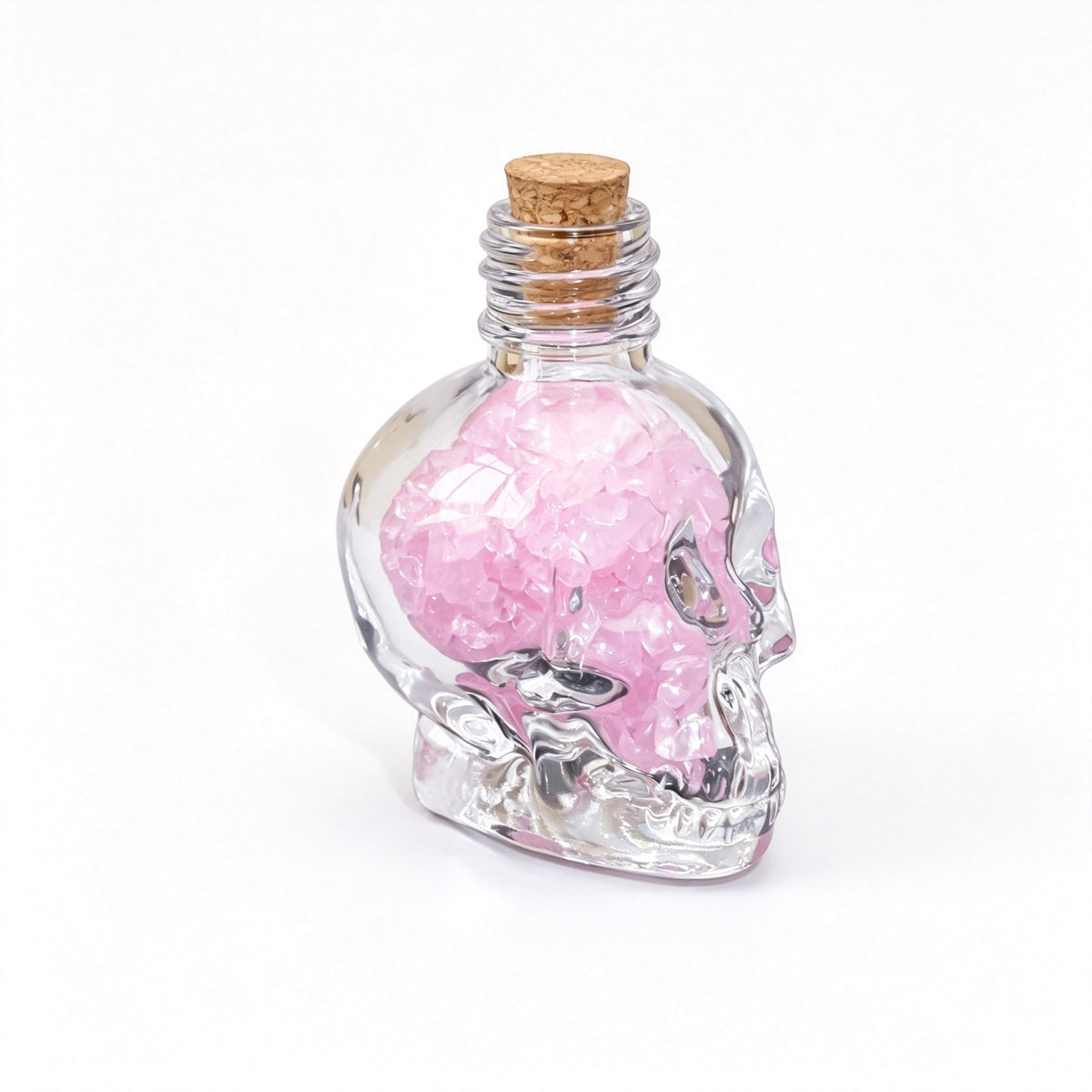 RYS Natural Crystal Chips Wish Bottle Cat Skull Shaped Glass Cork Bottle Halloween Home Decor Gift