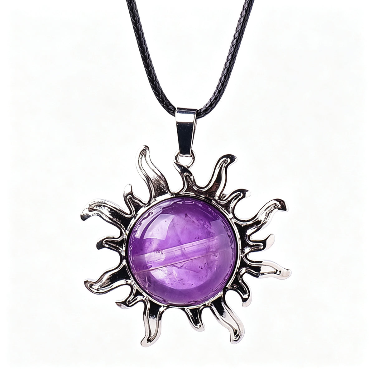 RYS Natural Gemstone Sun Pendant Vintage Alloy Charm for Necklace Jewelry Making