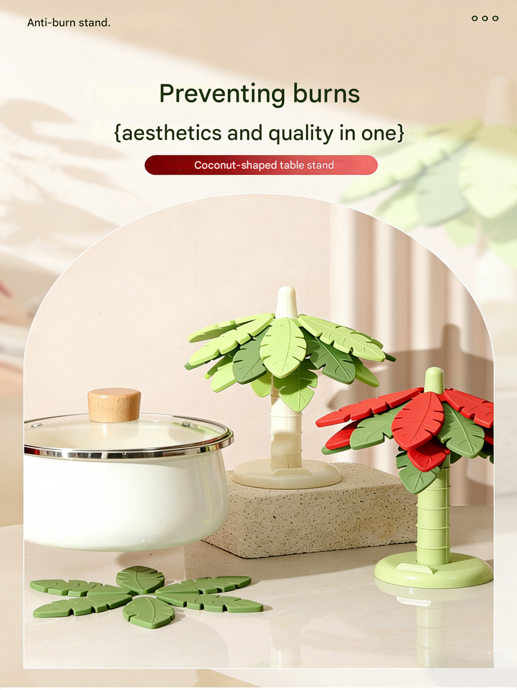 ZZBH Zeitmaschine Baum Silikon-Wärmedämmunterlage, hitzebeständige Tischmatte für den Heimgebrauch, Untersetzer für Schalen/Töpfe/Sandtöpfe (4 Blätter + 1 Ständer)