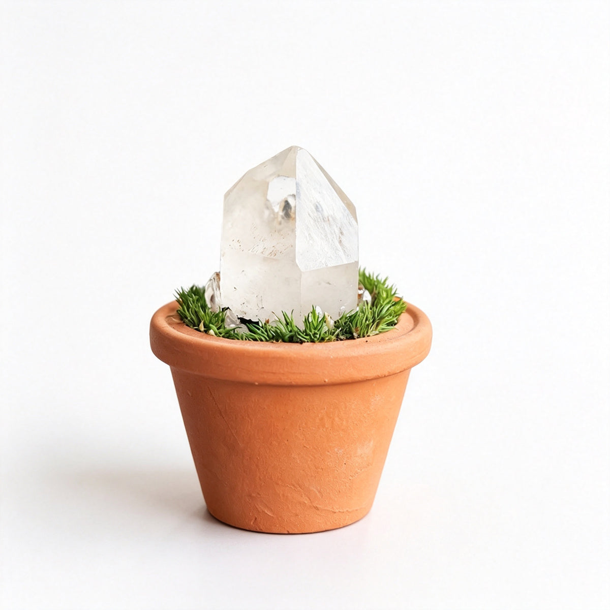 RYS Natural Crystal Raw Ore Ceramic Pot Bonsai, Gemstone DIY Potted Ornament, Home Desktop & Car Decor