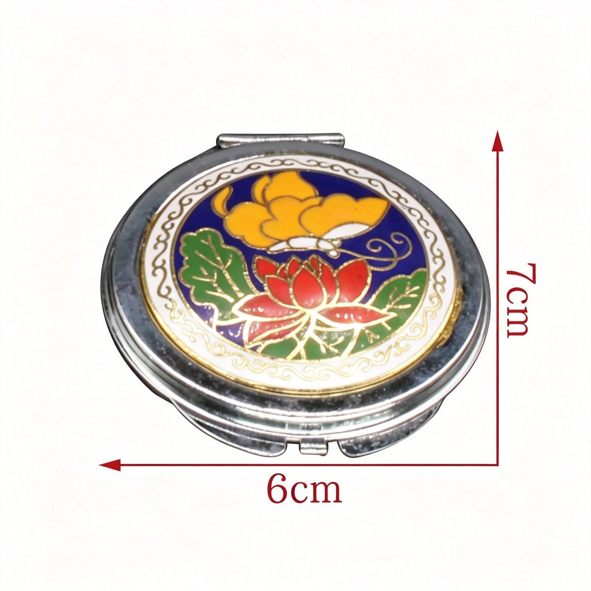 JCJ Vintage Beijing Cloisonne Compact Mirror, Antique Export‑Stock Enamel Collectible Makeup Mirror, Cultural Art Gift