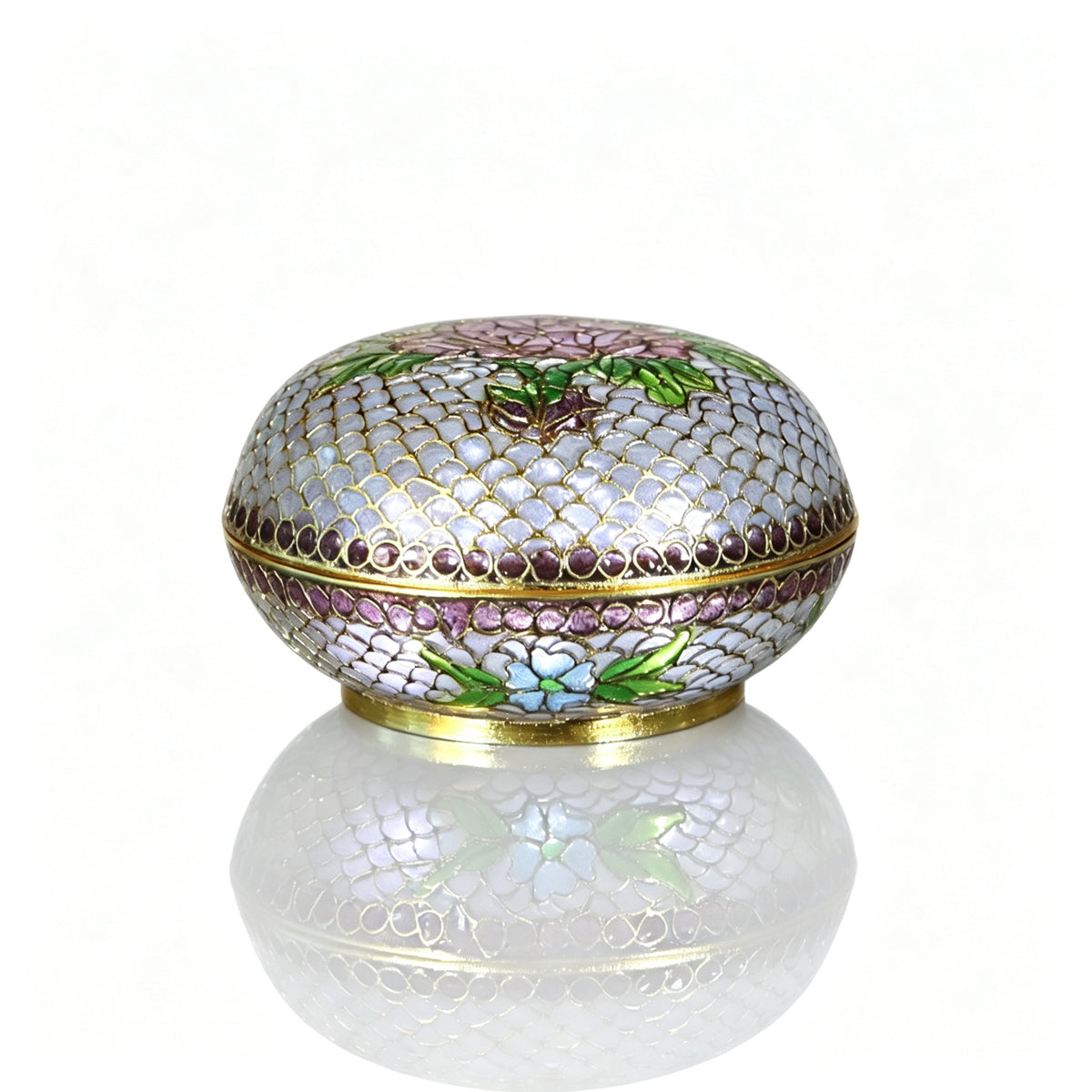 JCJ Traditional Chinese Transparent‑Blue Cloisonne Trinket Box, Hand‑made Body‑removed Enamel Jewelry Casket, Collectible Art Gift