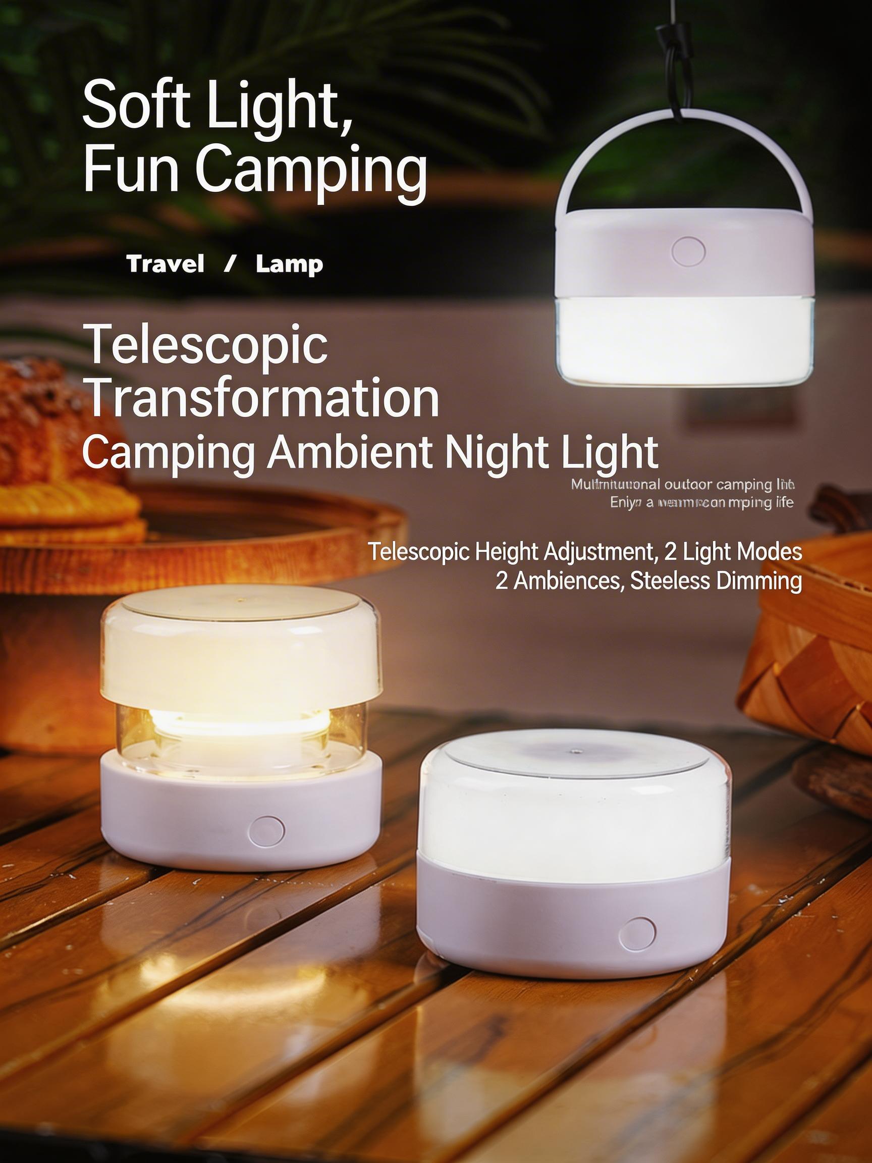 EST Foldable & Telescopic LED Camping Light | Rechargeable Tent Lantern with 3 Color Modes