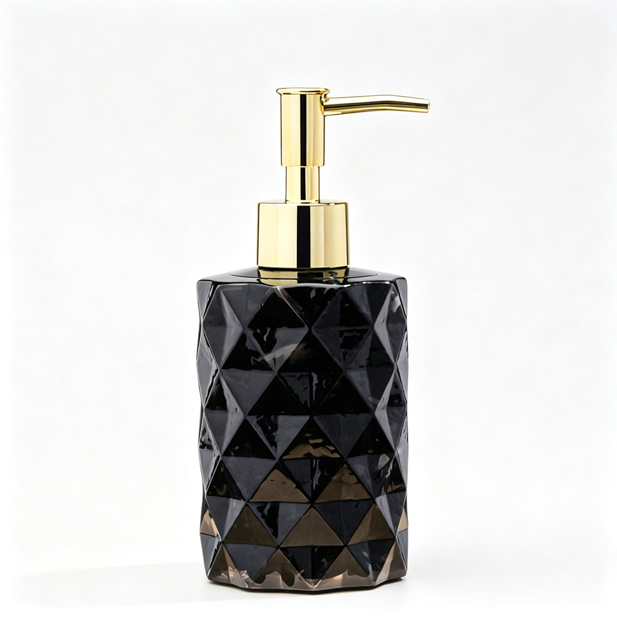 RYS Natural Crystal Chips Resin Soap Dispenser, Press‑Type Refillable Lotion Bottle for Bathroom Vanity Decor