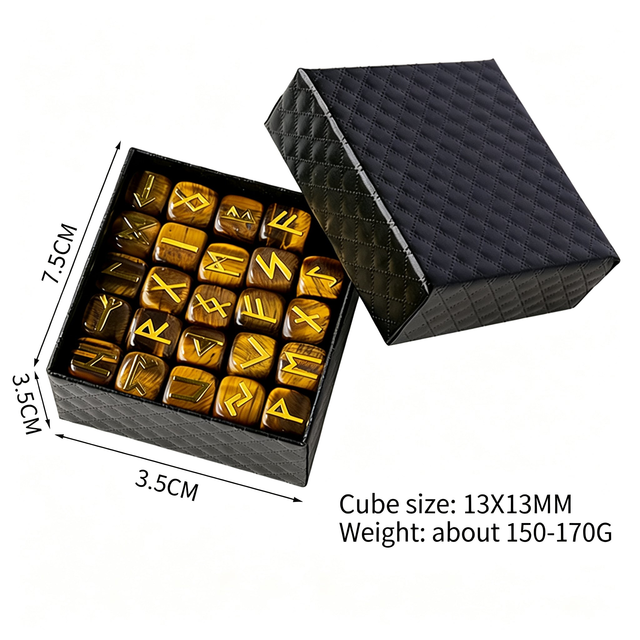 RYS 25pcs Crystal Rune Stones Set, Obsidian Divination Kit with Gift Box (24 Runes + 1 Blank Stone)