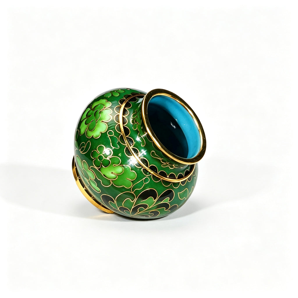 JCJ Hand‑made Chinese Cloisonné Jar, 3‑inch Copper‑bodied Filigree Enamel Decorative Ornament, Traditional Collectible Craft Gift