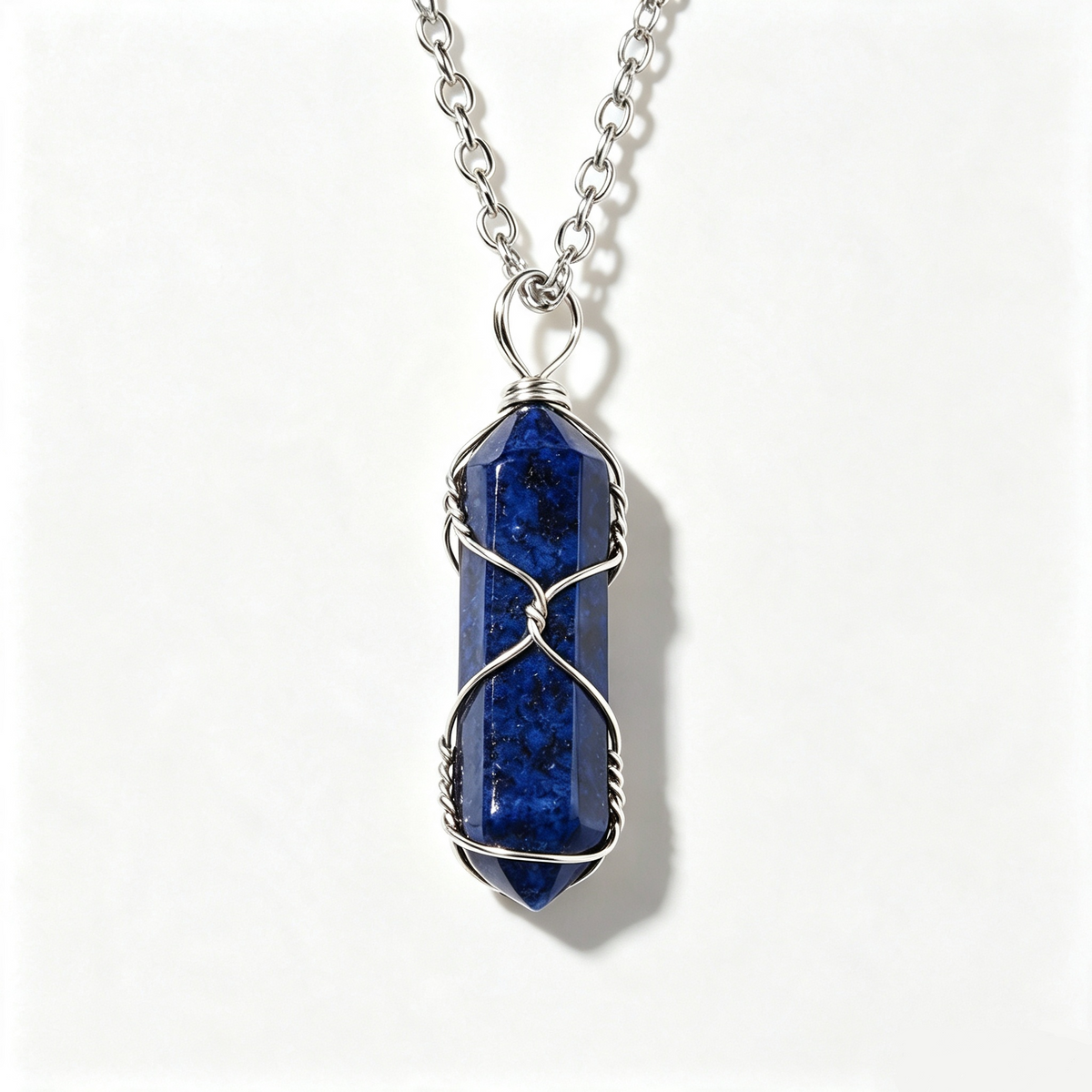 RYS Natural Hand Wire Wrapped Crystal Point Pendant Necklace, Minimalist Daily Jewelry Gift