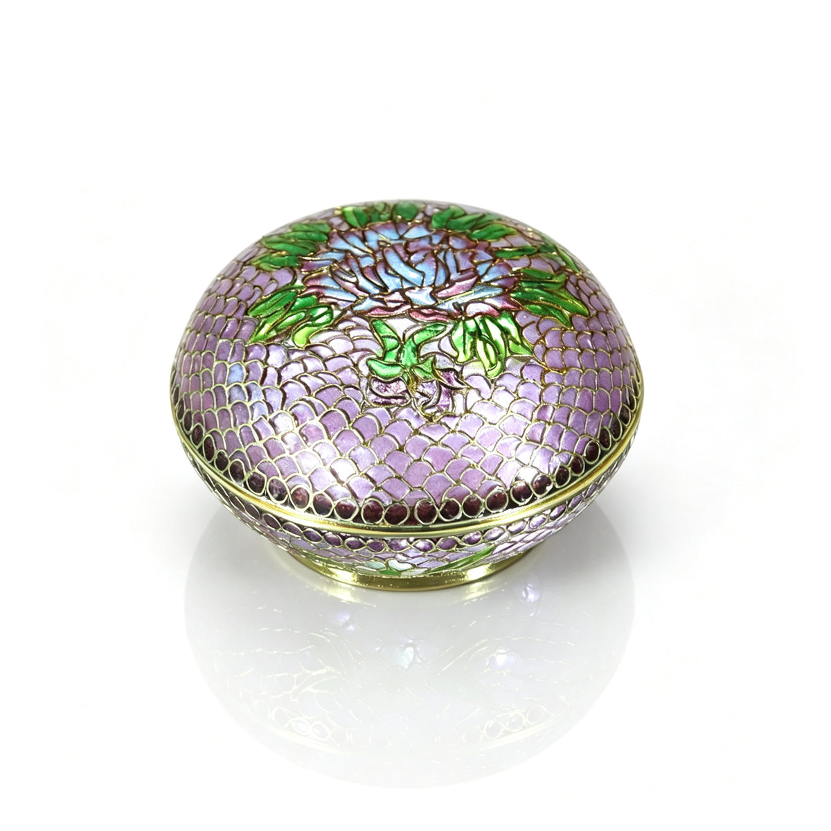 JCJ Traditional Chinese Transparent‑Blue Cloisonne Trinket Box, Hand‑made Body‑removed Enamel Jewelry Casket, Collectible Art Gift