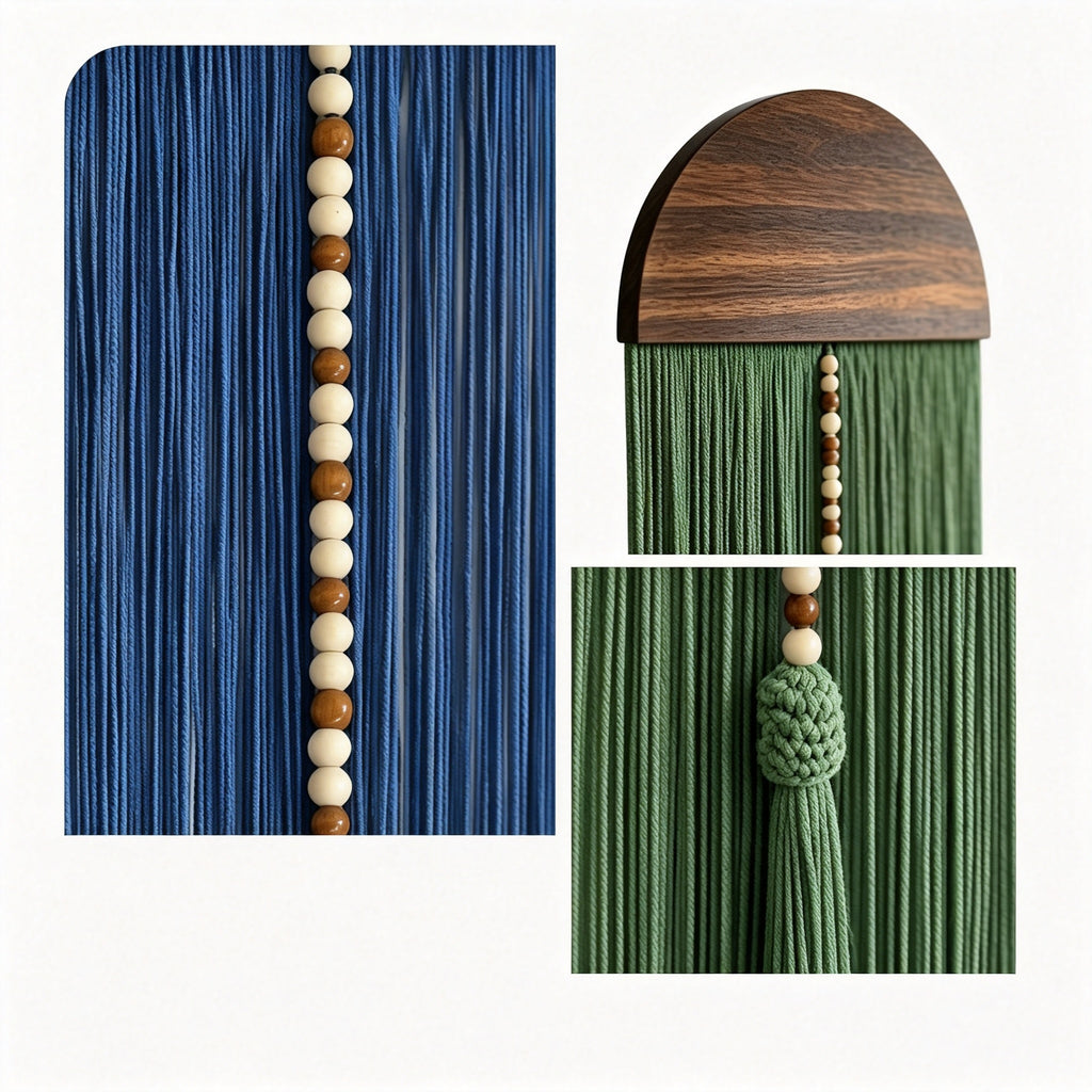JXG Handwoven Macrame Wall Hanging Half‑Round Wood Board Tassel Tapestry Boho Wall Decor for Living Room Bedroom Cafe