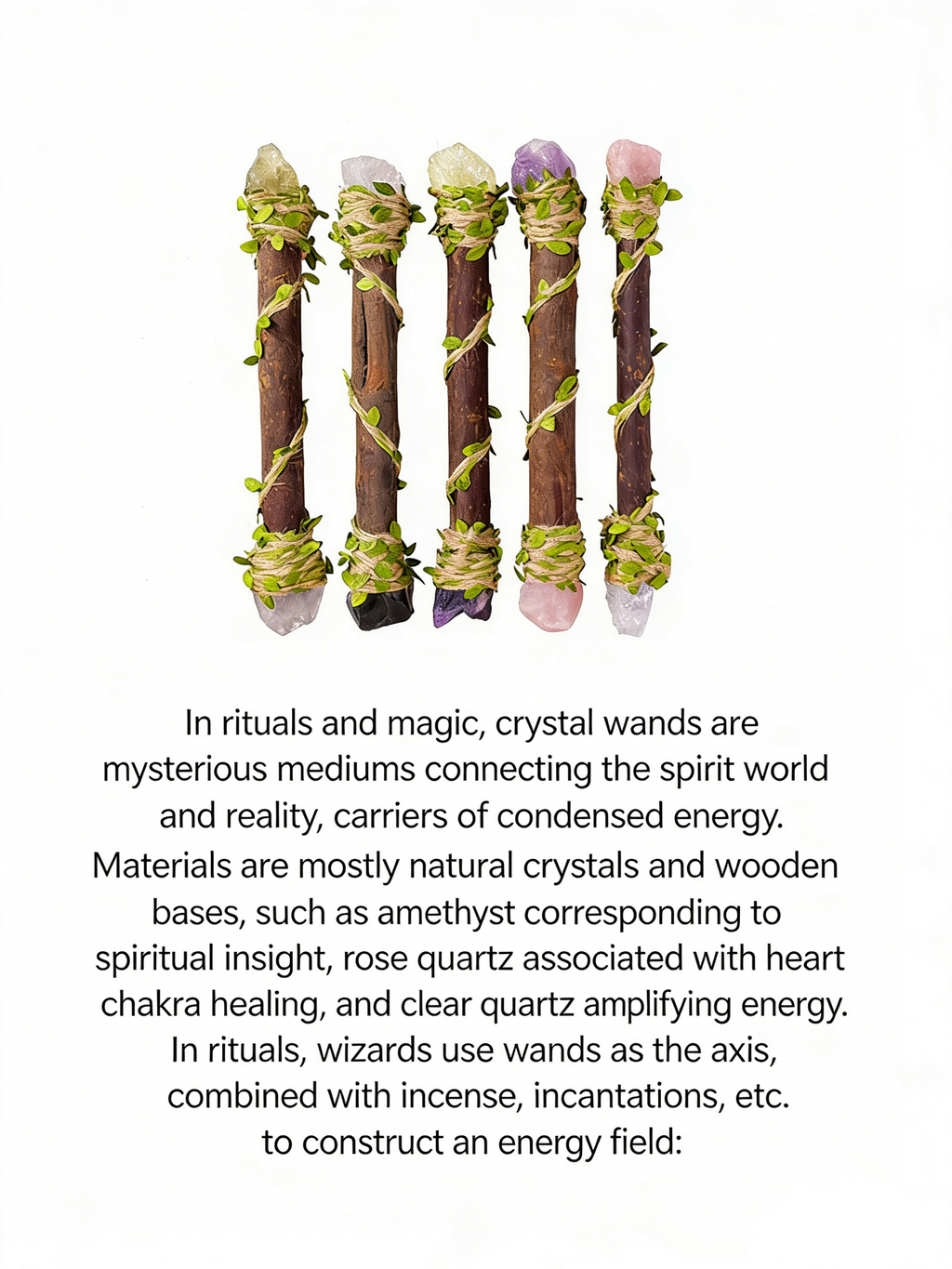 RYS Natural Crystal Wizard Wand, Handmade Wooden Crystal Scepter for Witchcraft, Healing & Home Decor - Perfect Spiritual Gift