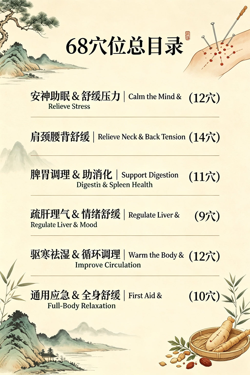 SML 68 种居家养生穴位图解手册 零基础经络按摩自学全书|68 Home Wellness Acupoints Illustrated Guide – Beginner Meridian Massage Manual