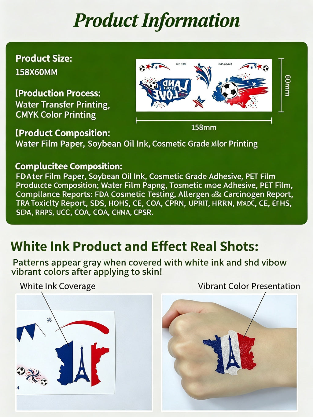 RCT 2026 World Cup Face Paint Temporary Tattoos – 5 Pack | Soccer Makeup Stickers, Safe Soy Ink, Waterproof, RoHS CE CPC UKCA Certified