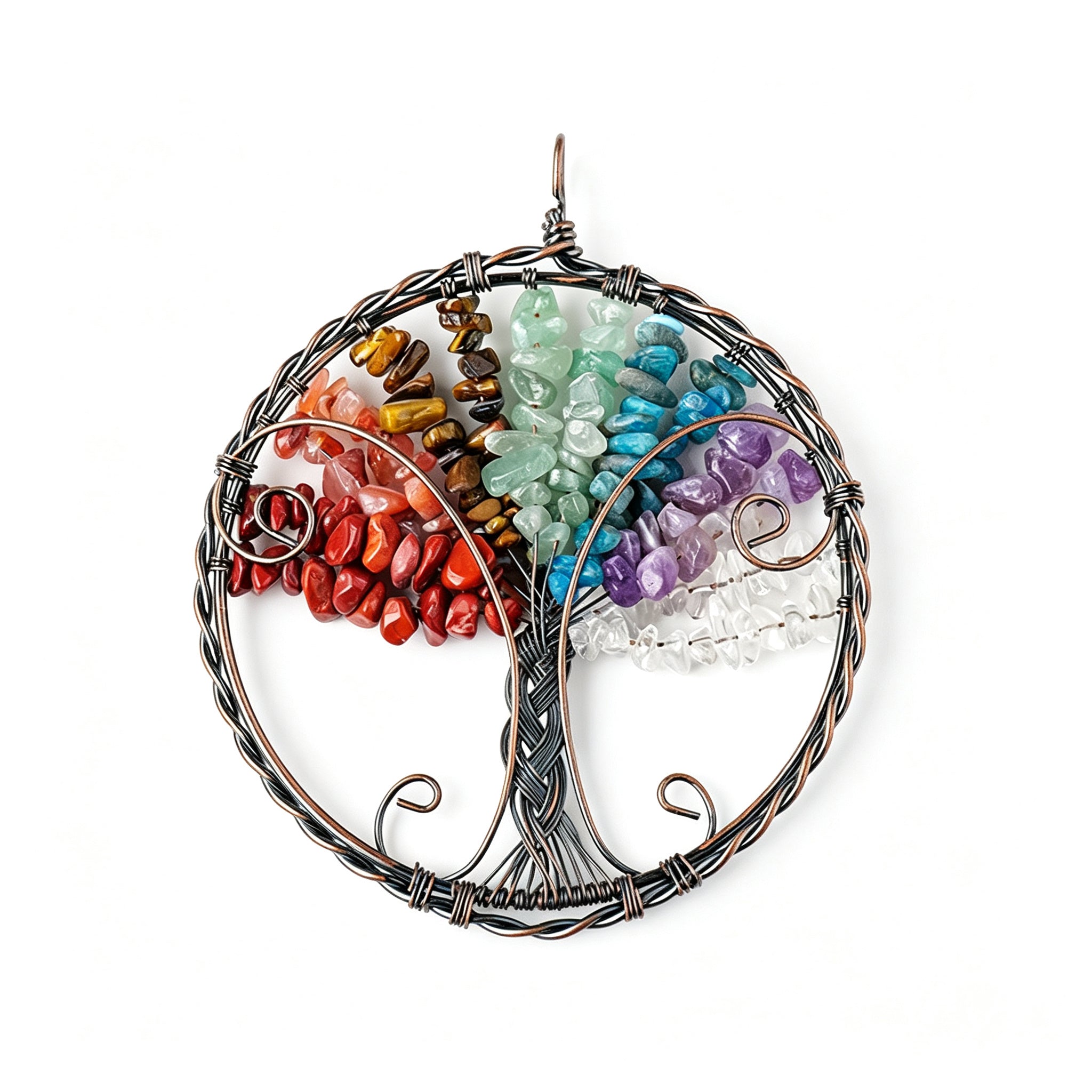 RYS Natural Crystal Chips Tree of Life Pendant Car Hanging