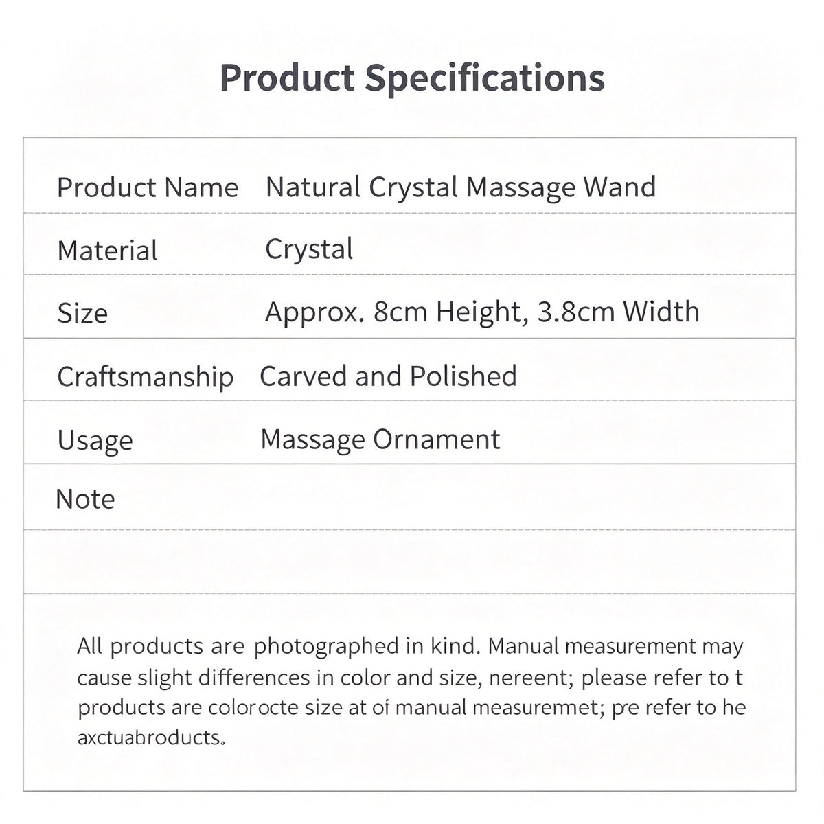 RYS Hand‑Polished Natural Crystal Bulb Massage Wand for Personal Self‑Care