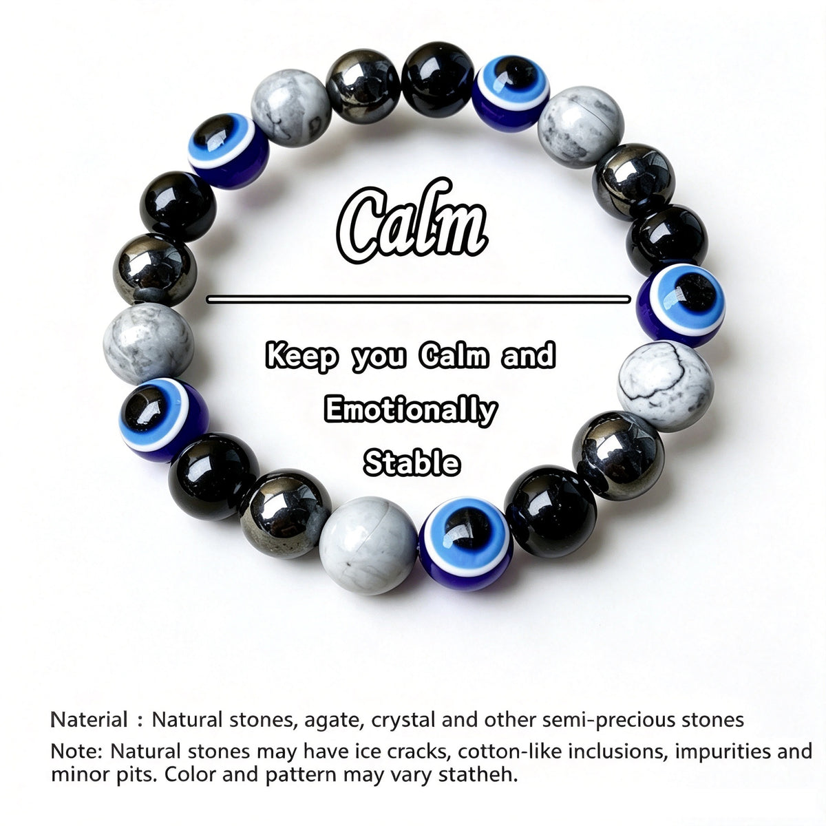 XDU Handmade 8‑mm Artificial Crystal Beaded Bracelet Unisex Bohemian Stackable Decorative Wrist Jewelry